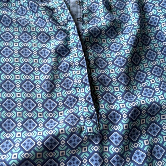 Banana Republic Blue Geometric Blouse | PM Petite | V-Neck | Work to Weekend - Picture 2 of 8